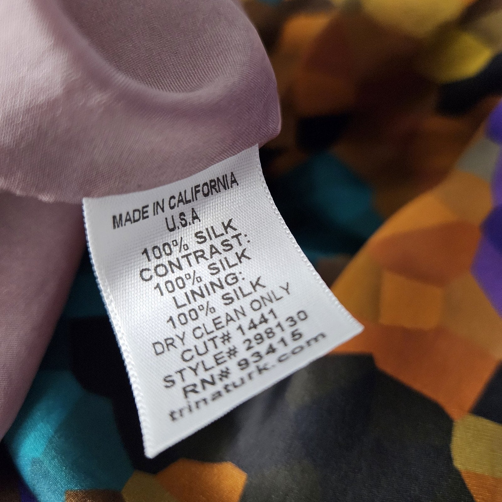 Trina Turk Dress Multicolor Pixelated 100% Silk Criss Cross Neck Size 2