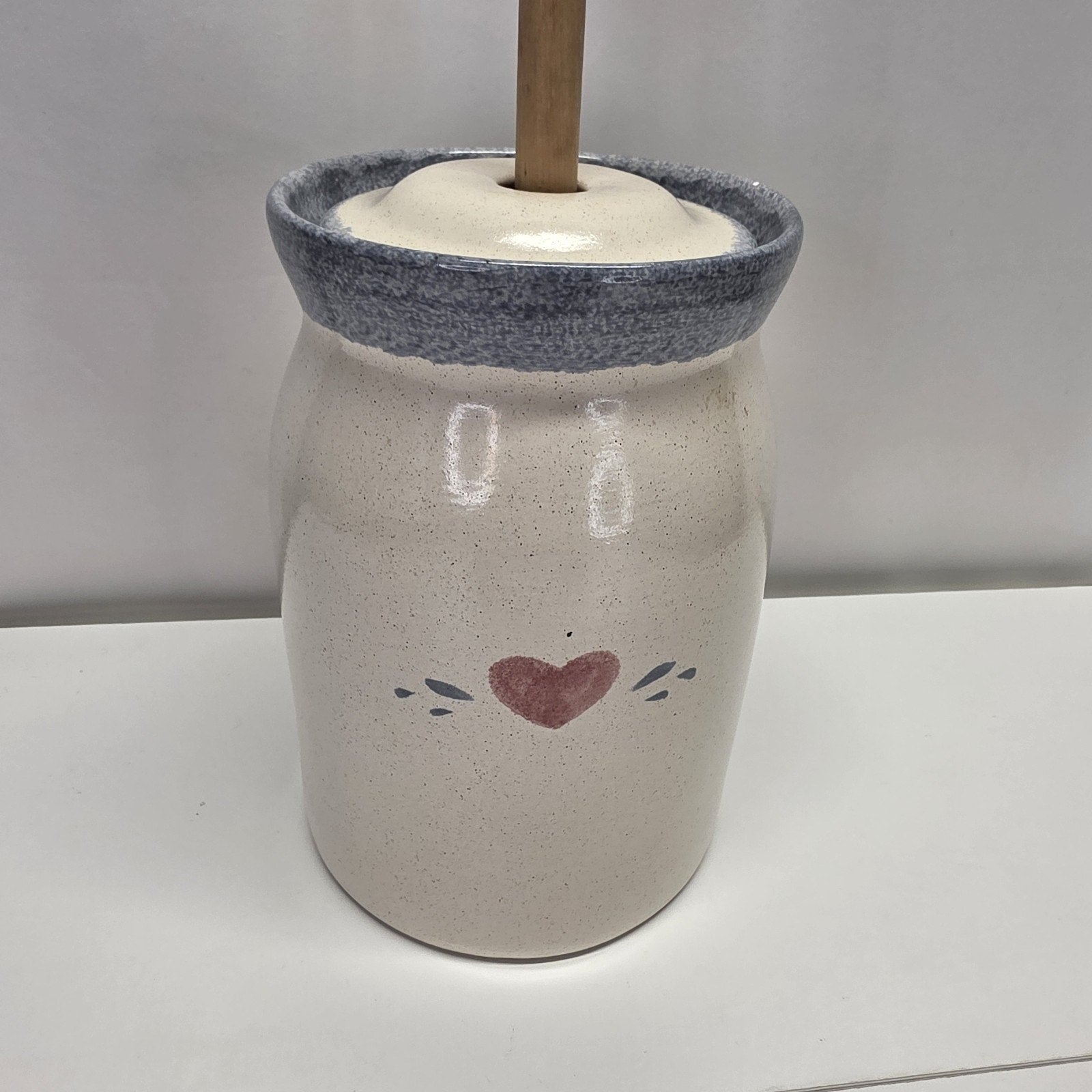 Vintage Stoneware Butter Churn 5 Gallon Crock With Lid And Masher Fruit Decor