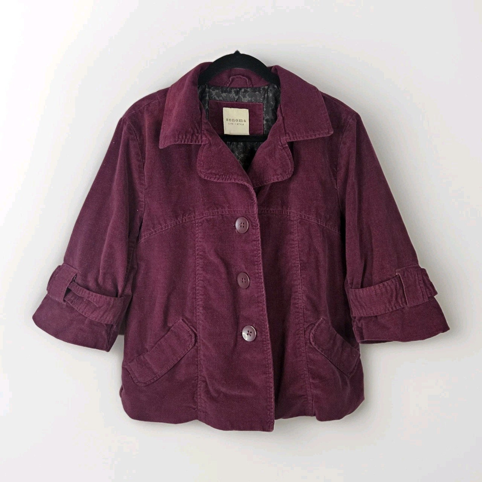Y2K Cropped Crushed Velveteen Jacket Purple Short Coat Large