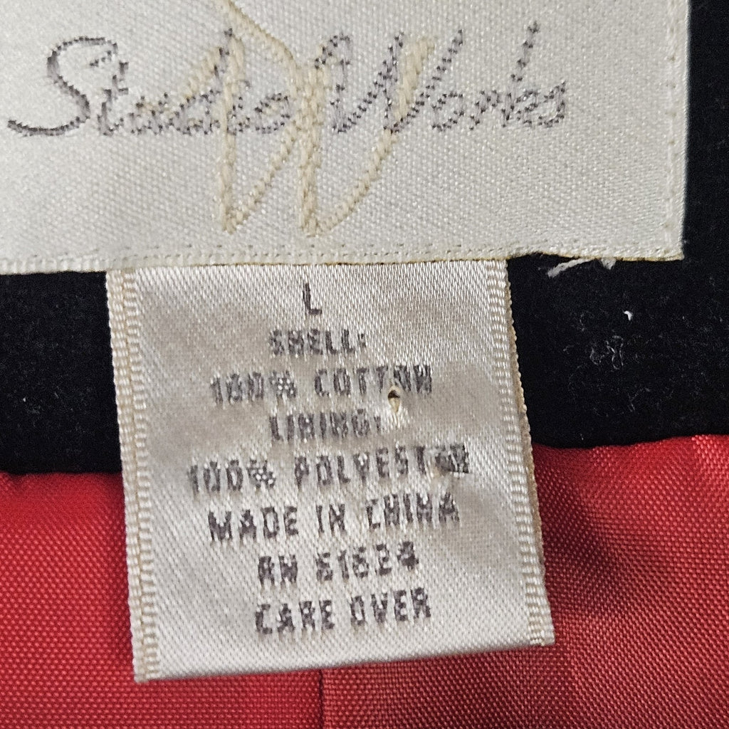 Studio Works Black Velvet Blazer with Pockets 3 Buttons Size Large