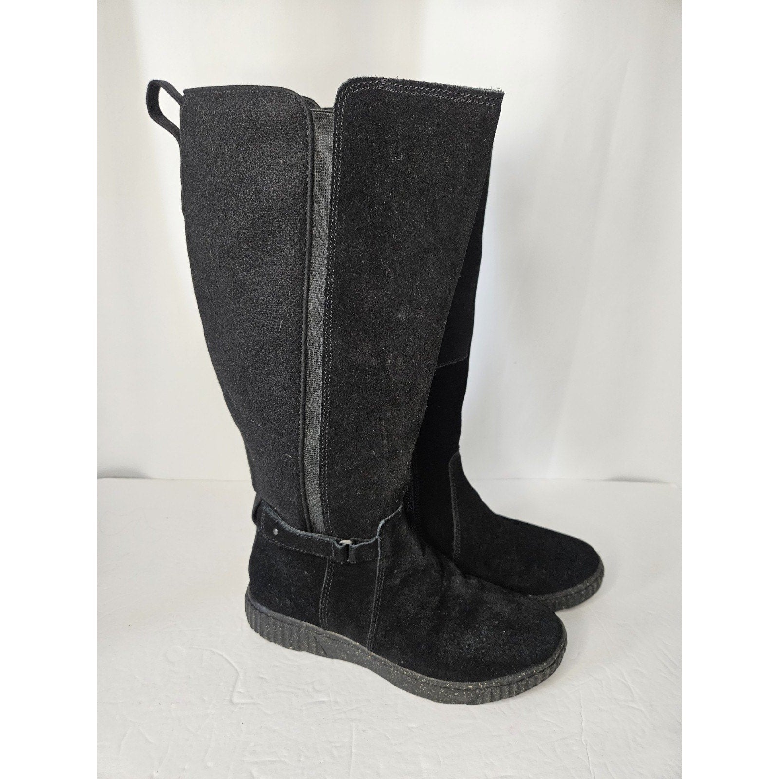 Clarks Collection Suede Tall Shaft Boots Caroline Style Black Women's 6.5 28710