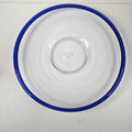 Vintage Hand Blown Blue Rim Clear Glass Platter Plate 13-3/4" Modern Candle Tray