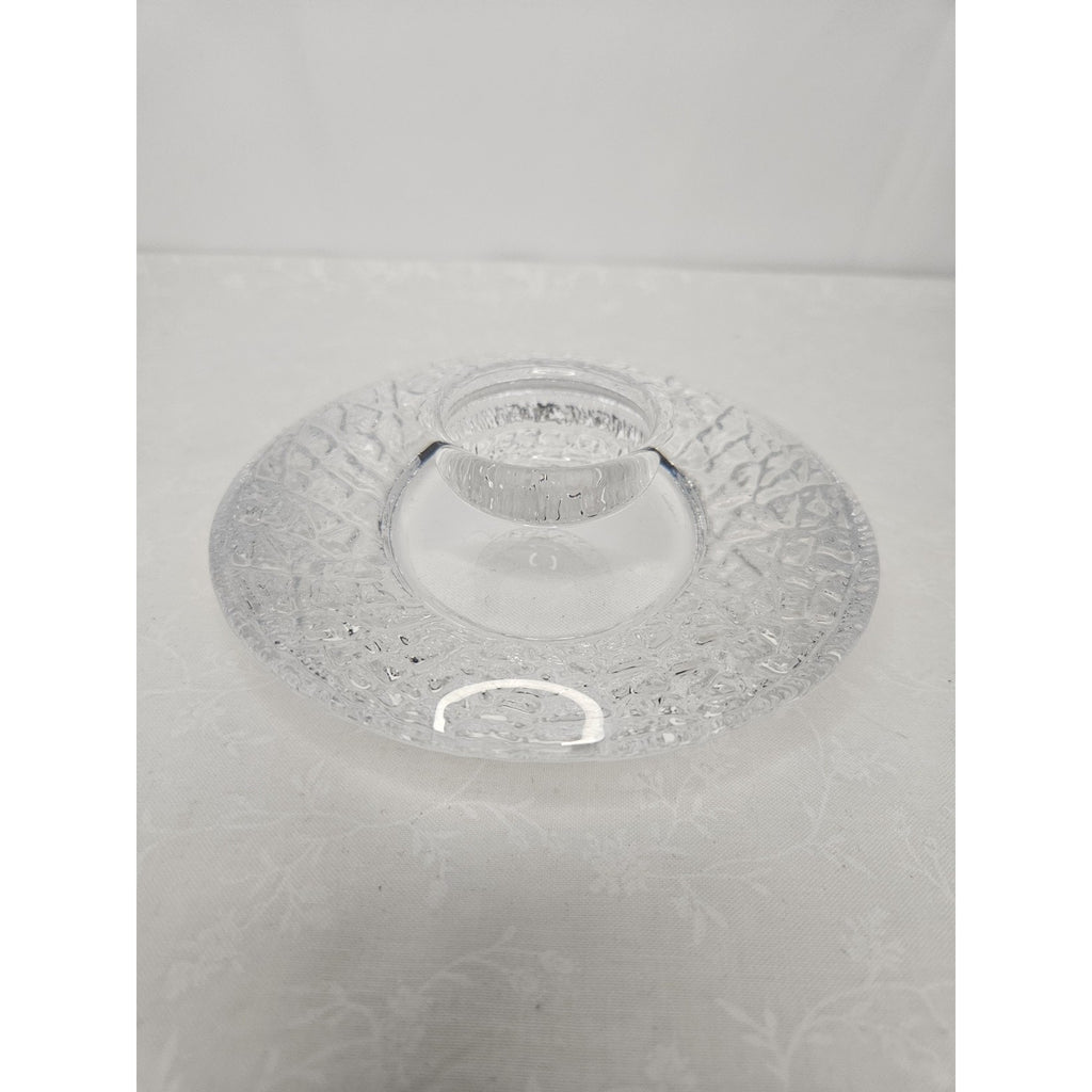 Vintage ORREFORS 5" Clear Candle Holder Glass Discus Votive Lars Hellsten Sweden