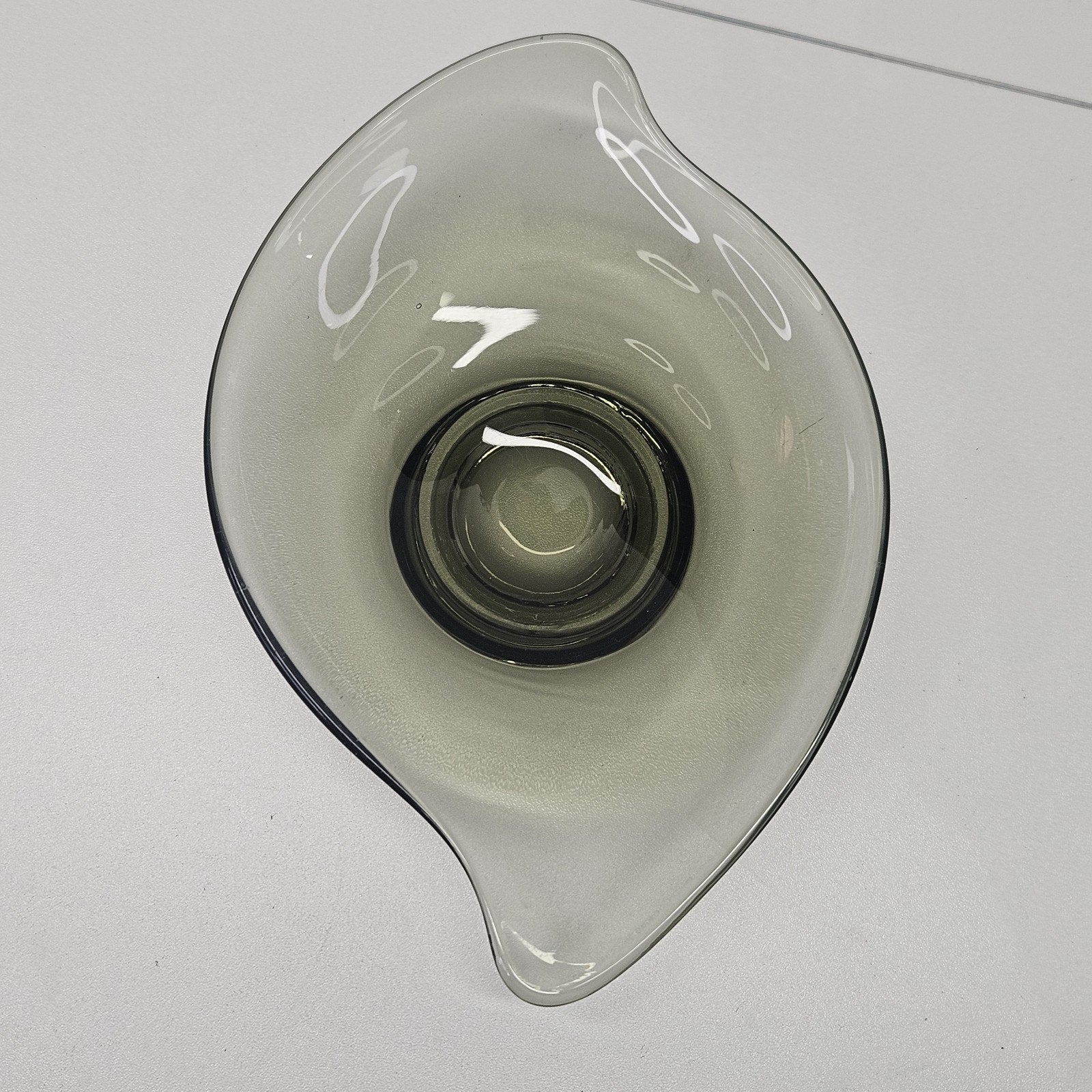 Vintage Viking Glass Epic 8" Oblong Smokey Grey Green Bonbon Dish/Bowl MCM