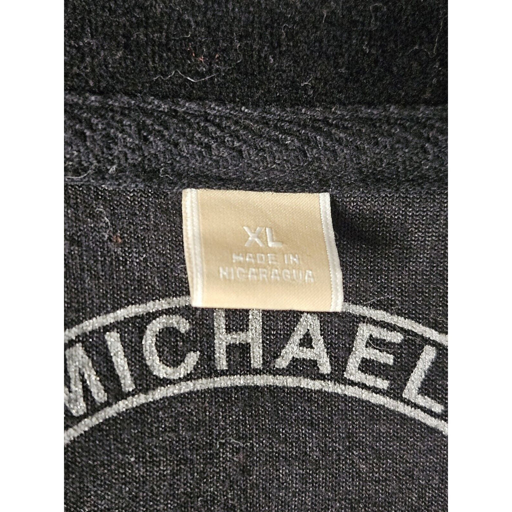 Michael Kors Velour Woman's XL Cowl Neck Full Zip Jacket Black Sweatshirt