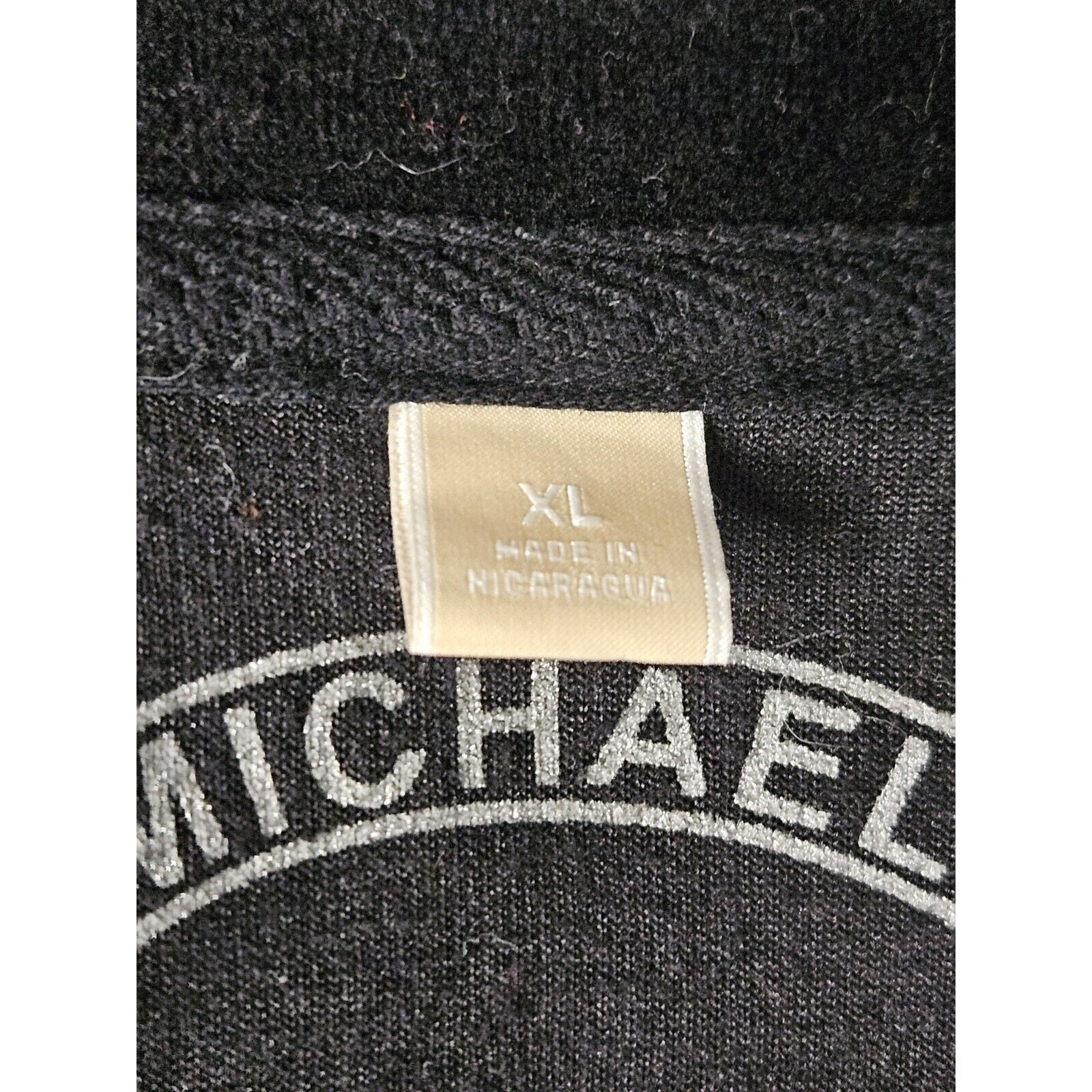 Michael Kors Velour Woman's XL Cowl Neck Full Zip Jacket Black Sweatshirt