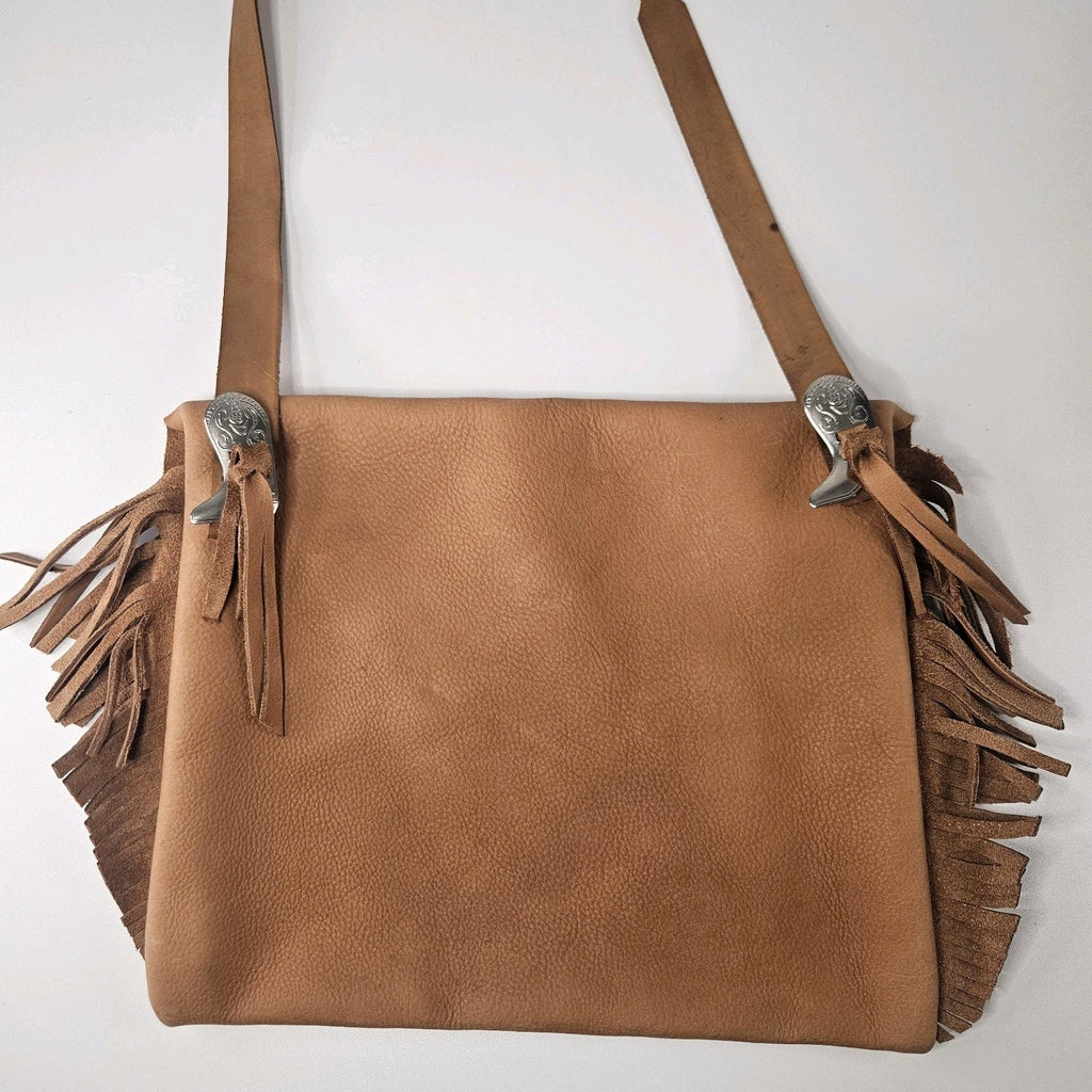 Unbranded Western Brown Leather Fringed Crossbody Bag Envelope Purse Cowgirl
