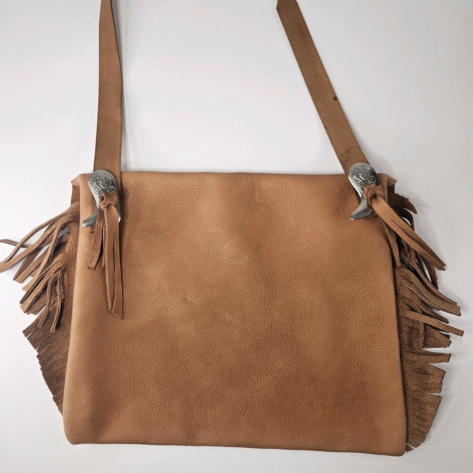 Unbranded Western Brown Leather Fringed Crossbody Bag Envelope Purse Cowgirl