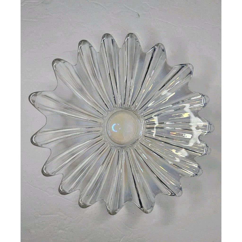 Vintage Federal Iridescent Celestial Sunburst Center Art Glass Bowl 11 3/8"