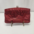 Art Deco Vintage Red Genuine Leather Clutch Bag Retro Purse Made In Hong Kong
