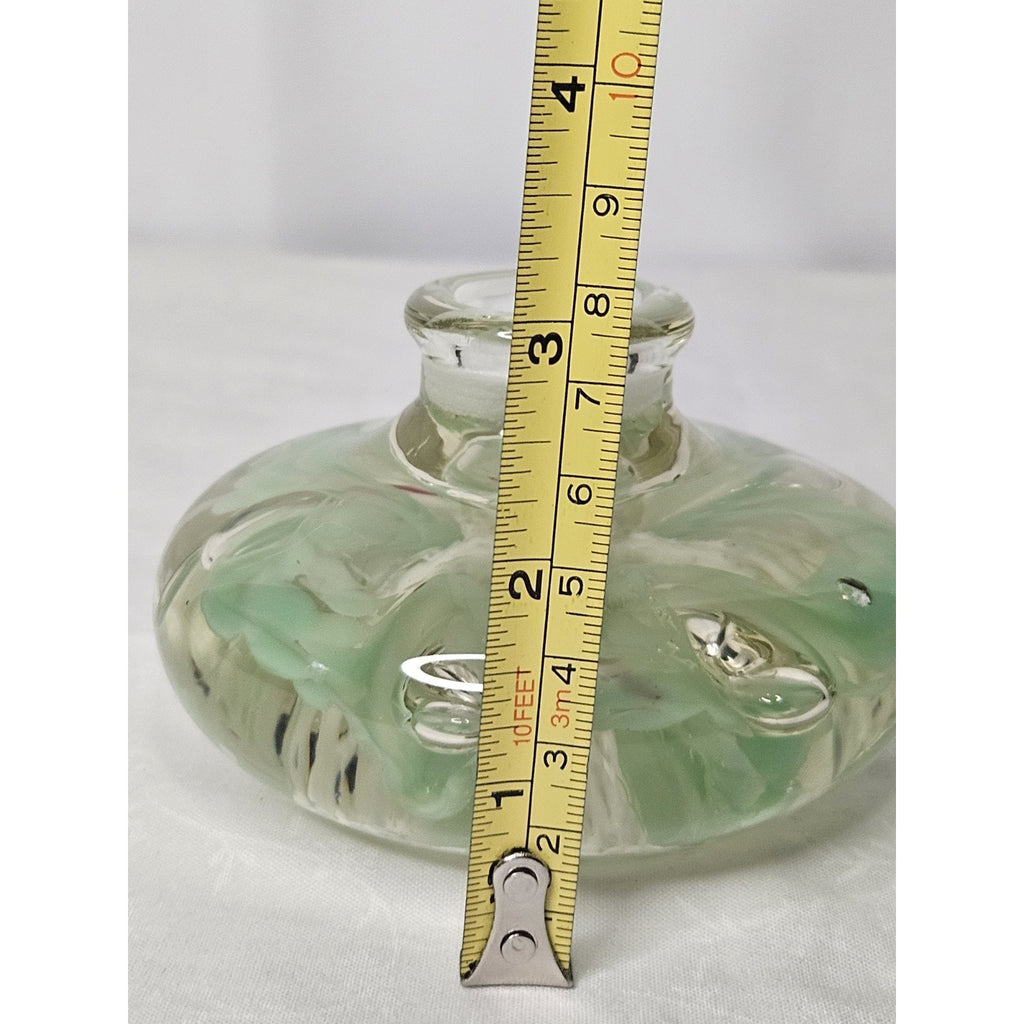 Vintage Glass Candle Holder Flower Claire Paper Weight Mid Century Glass Art
