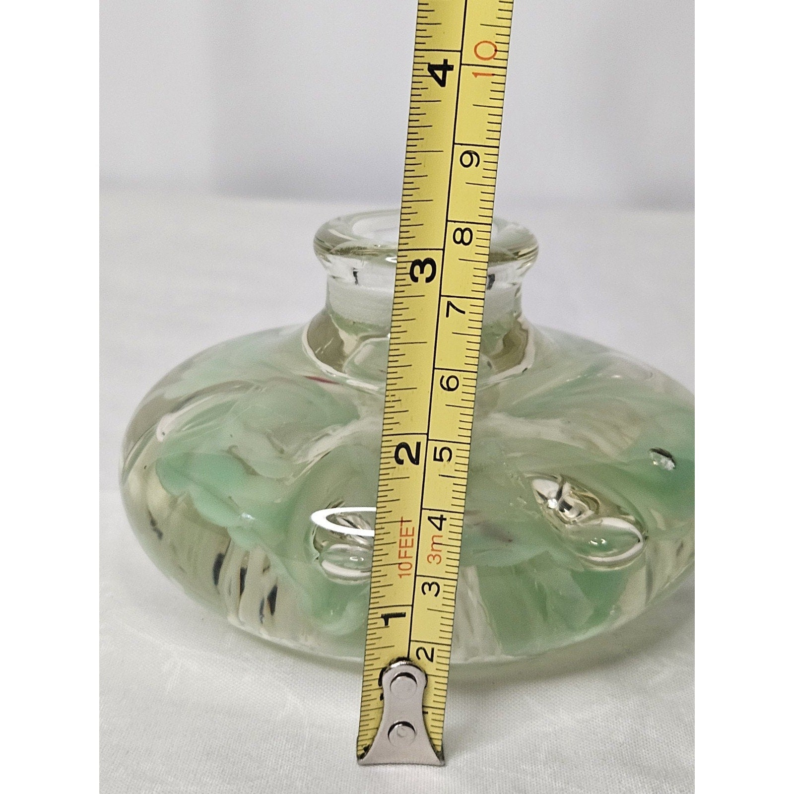 Vintage Glass Candle Holder Flower Claire Paper Weight Mid Century Glass Art