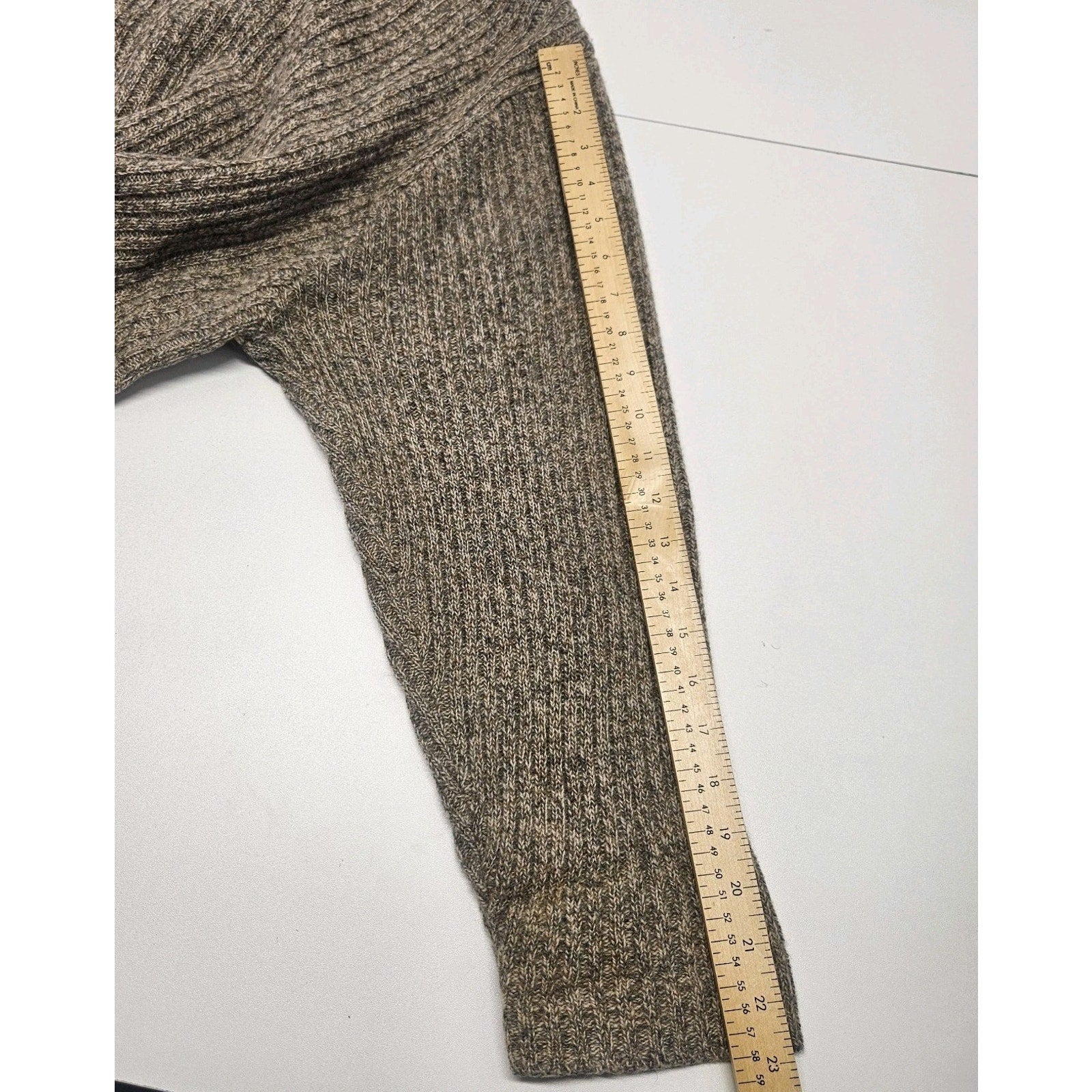 Vtg 100% Wool Knit Women Full Zip Cardigan Sweater Brown Nordic Ski Large