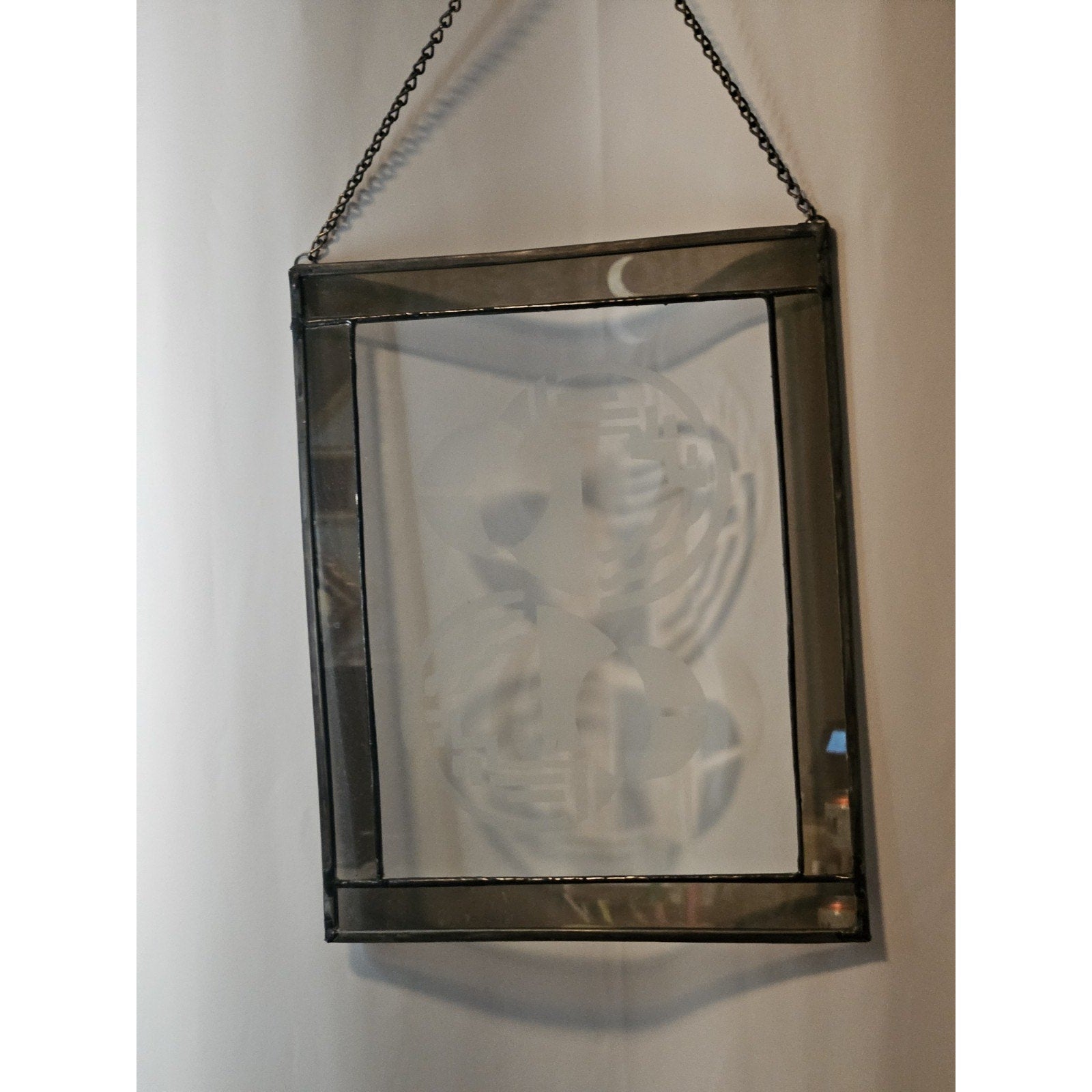 Glass Etched Abstract Art Window Suncatcher Wall Hanging Circles 13.25"x 10.5"