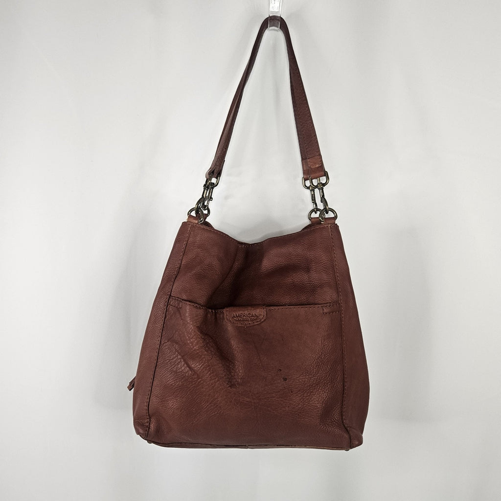 American Leather Co Women's Lenox Triple Entry Satchel Brandy Brown Shoulder Bag