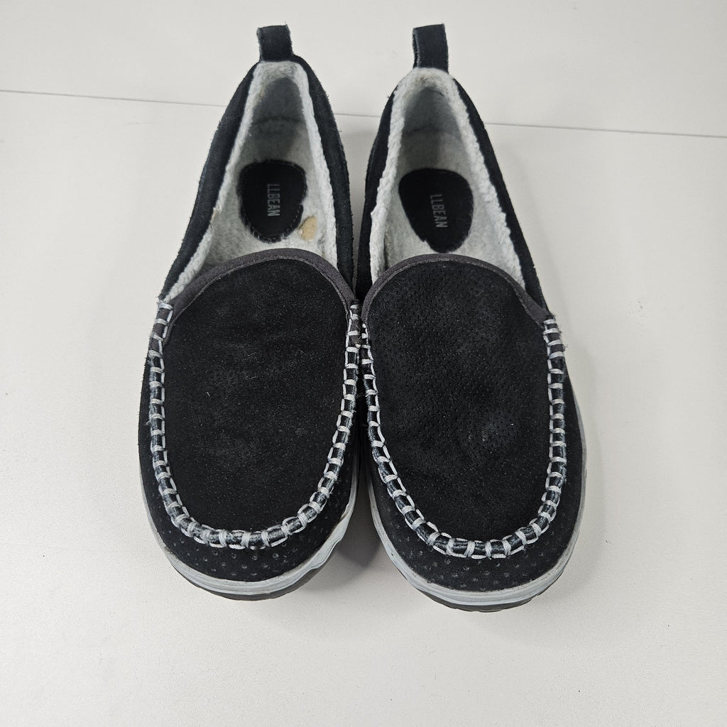 LL Bean Women Navy Blue Slippers with Faux Fur Lining Size 10 M