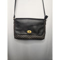 Fossil Black & Logo Pattern Crossbody Bag With Gold Hardware And Adjustable Stra