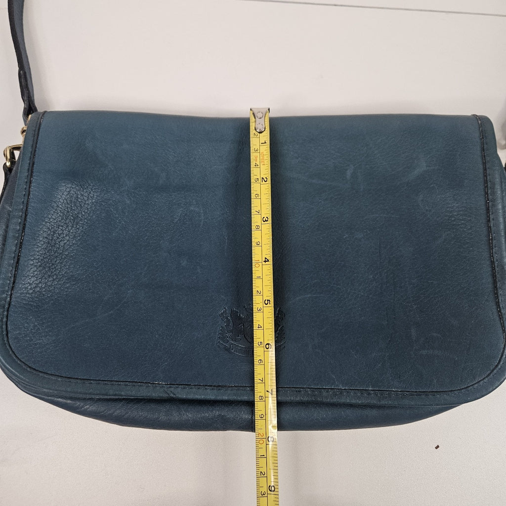 Vintage Mitchell USA Leather Shoulder Bag Purse Blue Classic Handbag