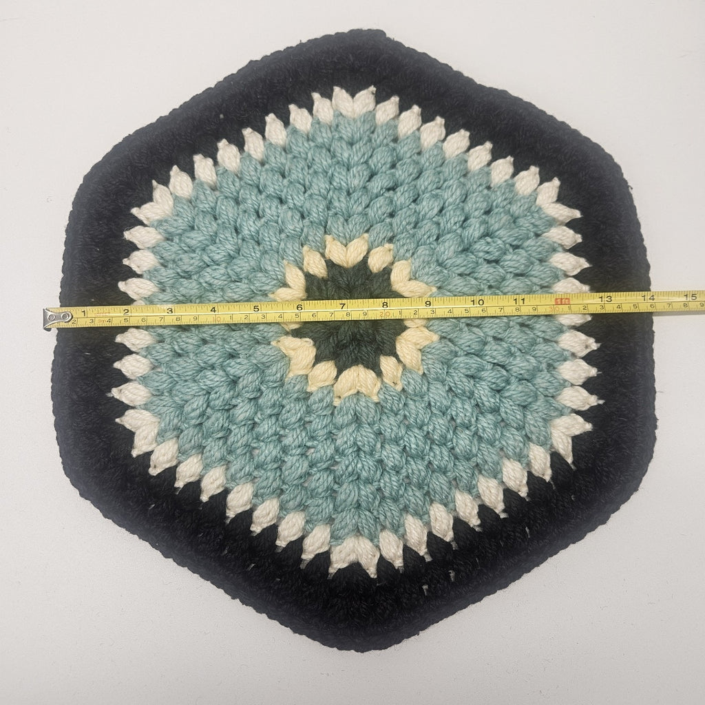 Crochet Knit Granny Square Placemats Set Of 4 Handmade Black Teal Cream Green