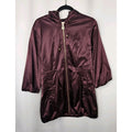 MICHAEL KORS FANCY PURPLE HOODED ANORAK CINCH-WAIST RAINCOAT LONG JACKET P/M