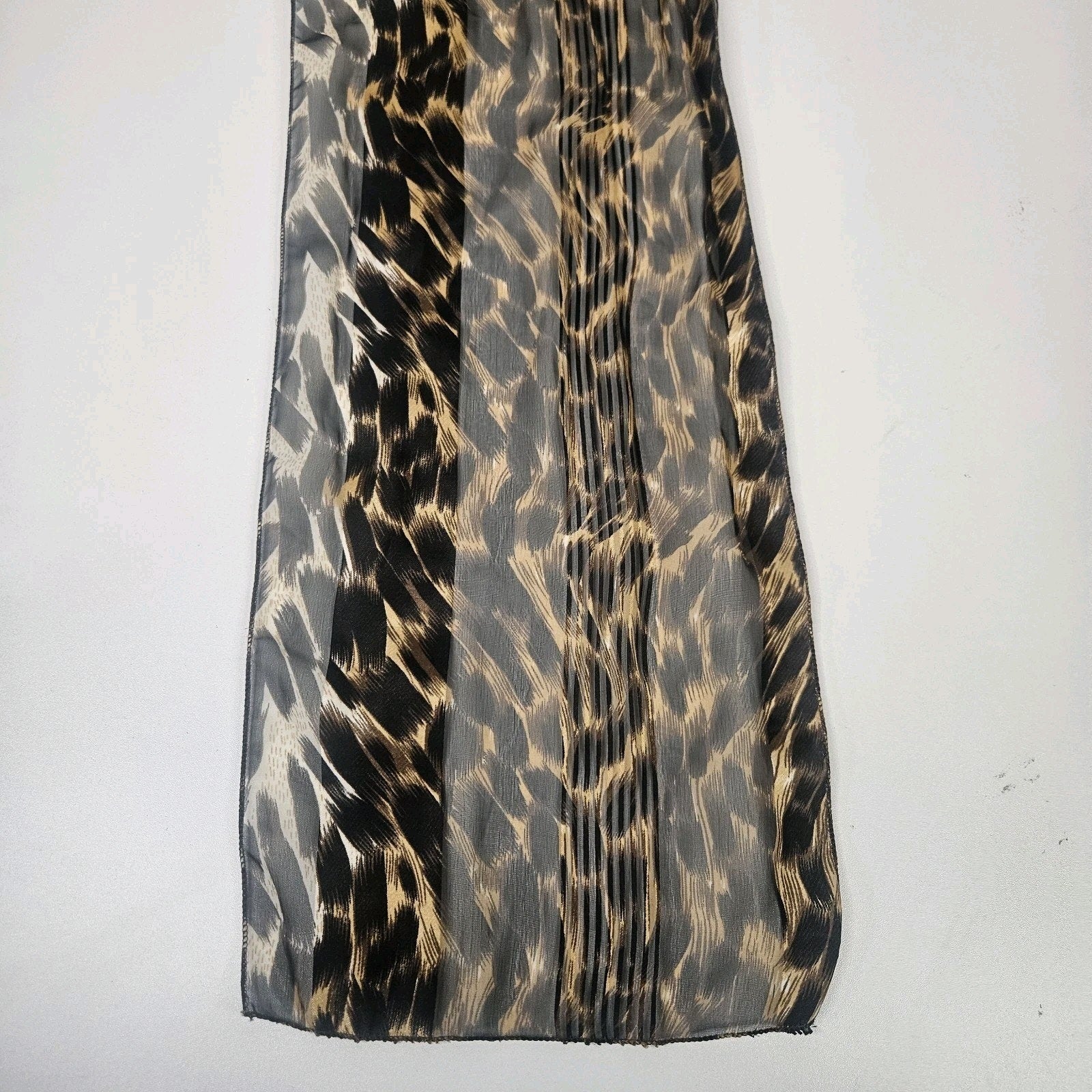 Vintage Semi Sheer Scarf 62” Long Textured Leopard Print Chiffon Made In USA