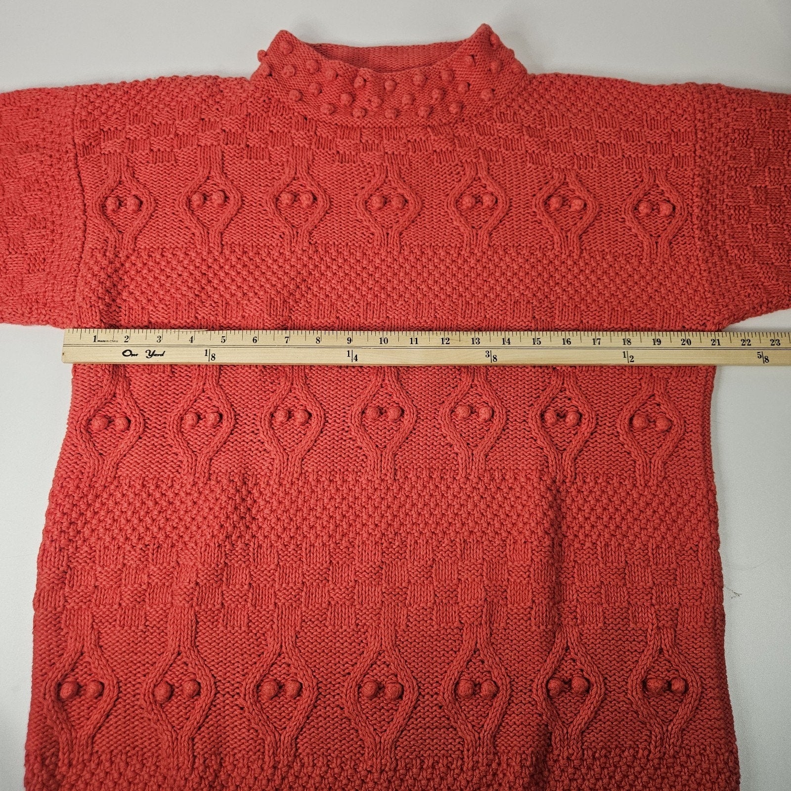 Vtg 80s Chunky Knit Grandma Sweater Medium Boho Cottagecore Pullover Oversized
