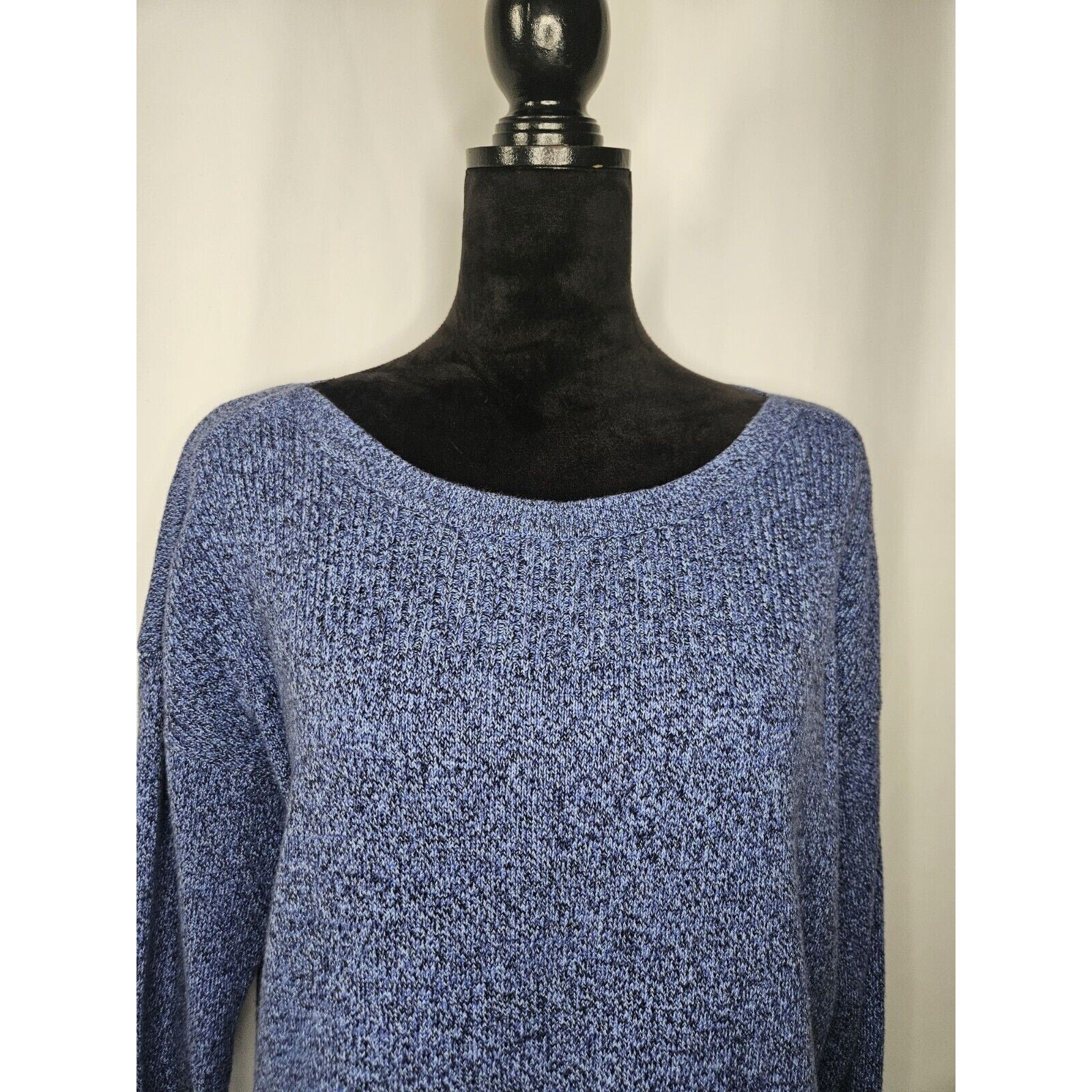 Talbots Womens Plus Knit Sweater 1X Blue Tight Knit Long Sleeve Round Neck