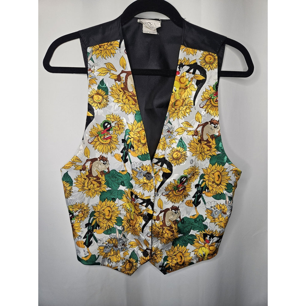 Vintage 90s Looney Tunes Vest Sunflower Cartoon Flowers One Size Fits Most 1994