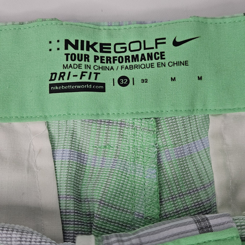 Nike Tour Performance Golf Shorts Lime Green Plaid Men’s Size 32 Nike Dry Fit