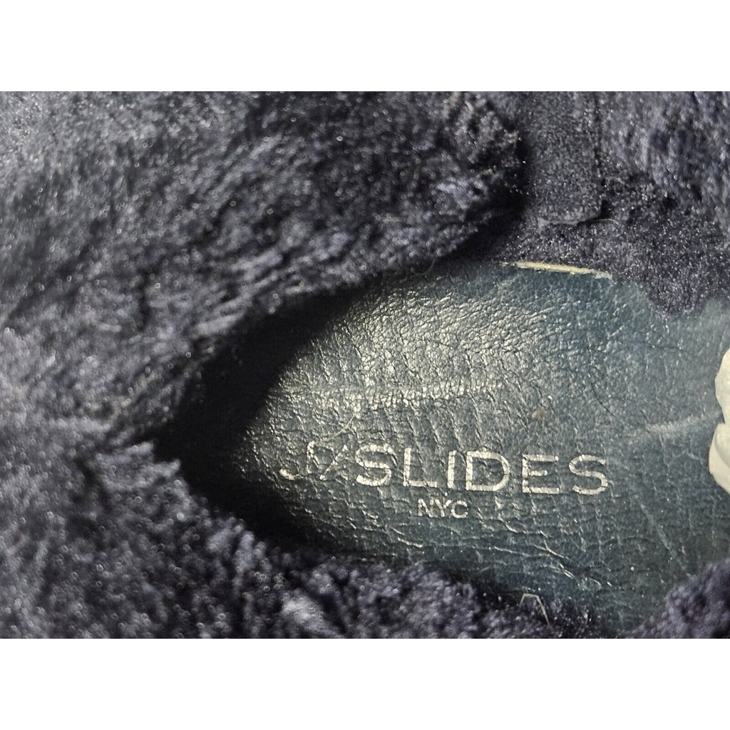 J/Slides NYC Navy Blue Suede Leather Platform Boots Size 7 Zipper Boot Shoes