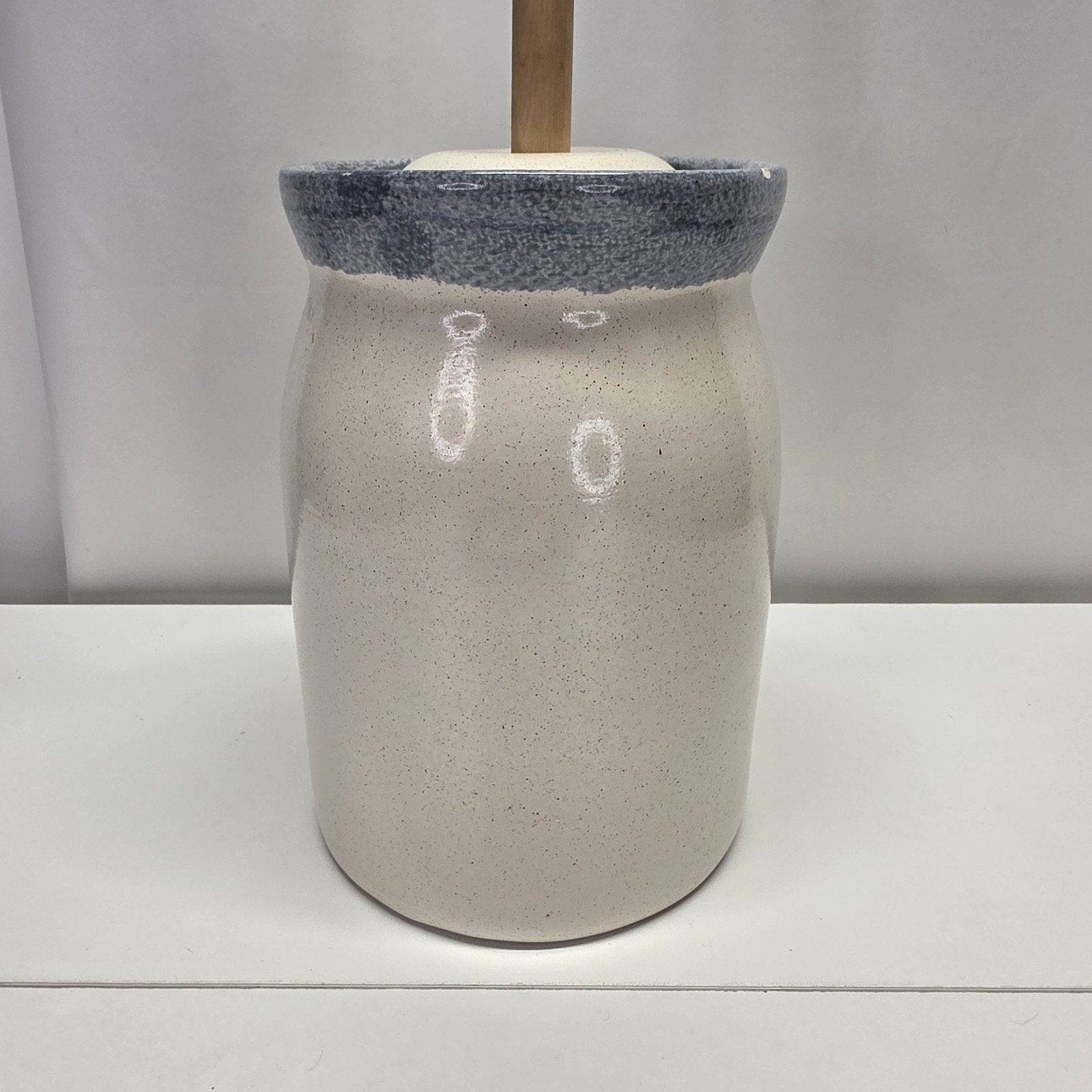 Vintage Stoneware Butter Churn 5 Gallon Crock With Lid And Masher Fruit Decor