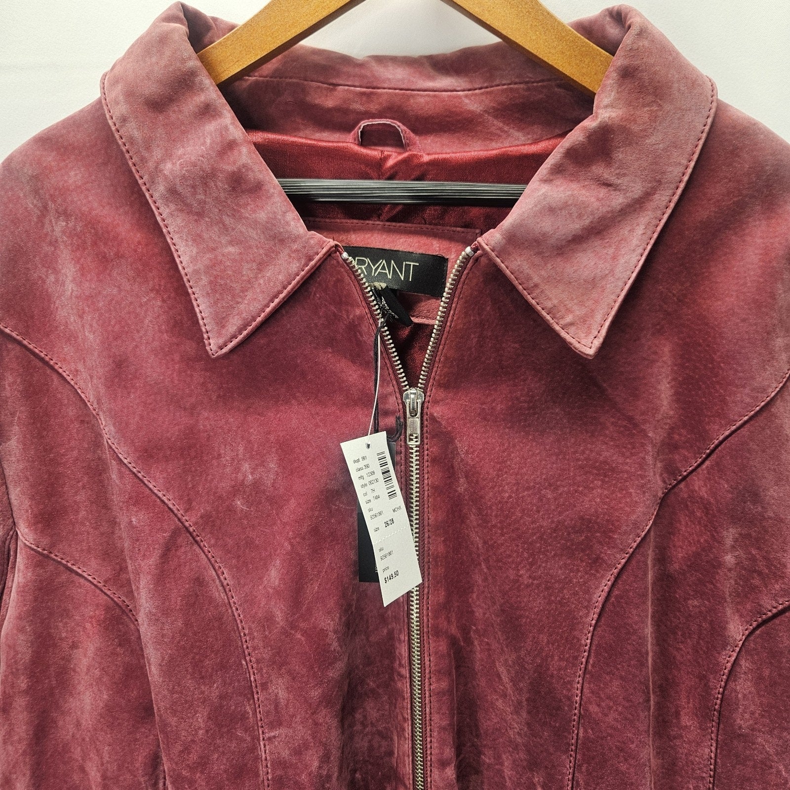 Nwt Lane Bryant Moto Jacket Womens Plus Pink Suede Zip Front Pockets 24/26 3X