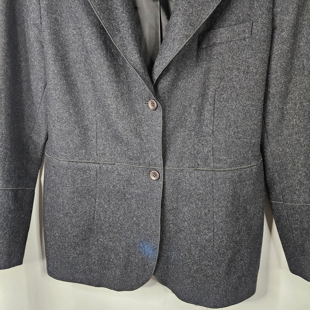 Vintage Harve Benard Wool Blend Suit Jacket Coat Blazer Gray Button Womens 16