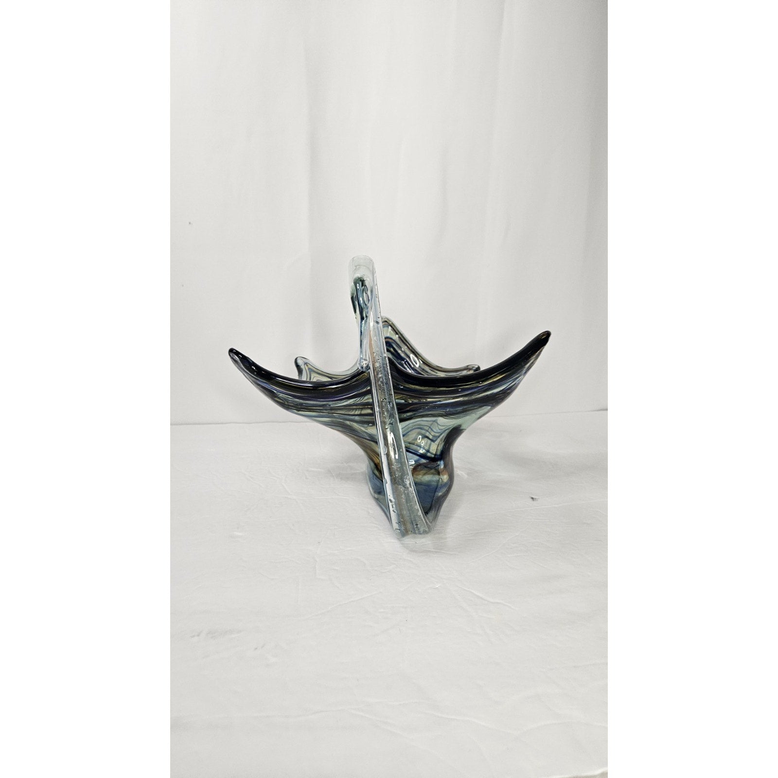 Vintage Large Hand Blown Glass Multi-Colored Swan Bowl Centerpiece 12"