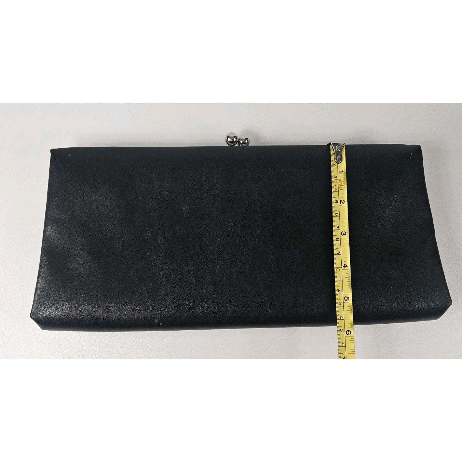 Worthington Black Faux Leather Clutch/Purse w/ Silver Chain Strap 12X6” Classic