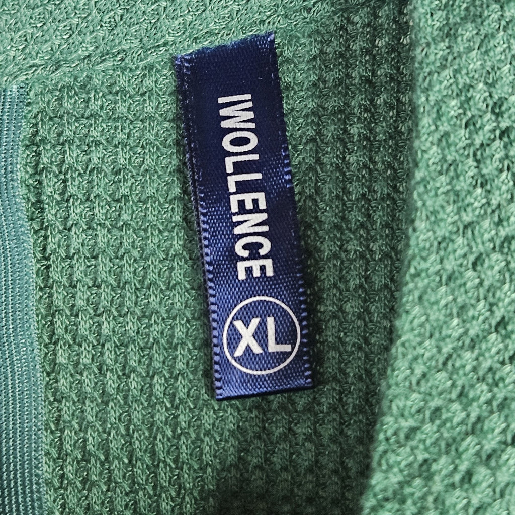 IWOLLENCE Women's Waffle Knit Blouse Lace Sleeves Henley Loose Fitting XL Green