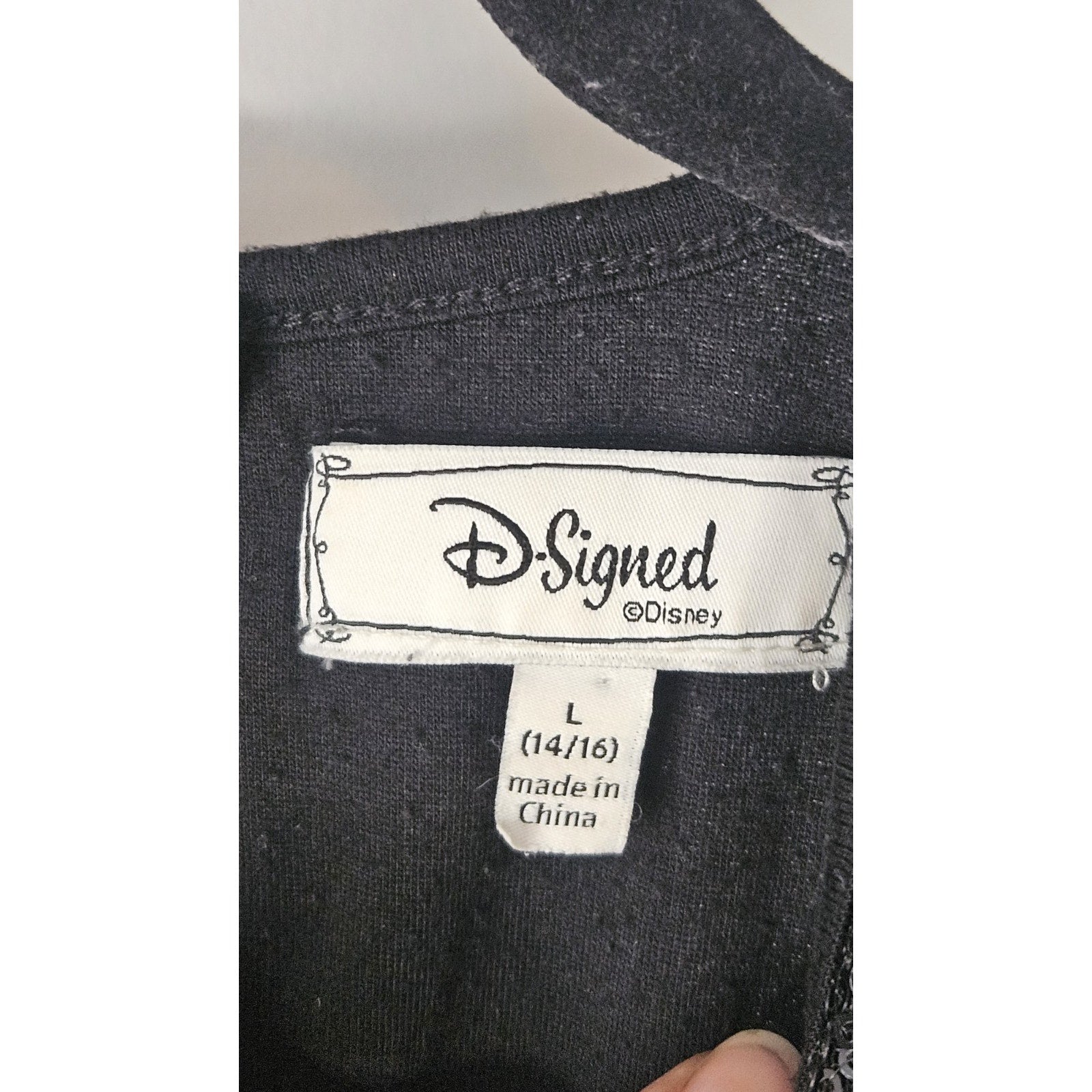 D Signed Disney Black Dress Girls Sequin Party Holiday Large 14-16