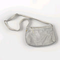Retro Whiting and Davis Mini Handbag Purse White Metal Mesh Evening Shoulder