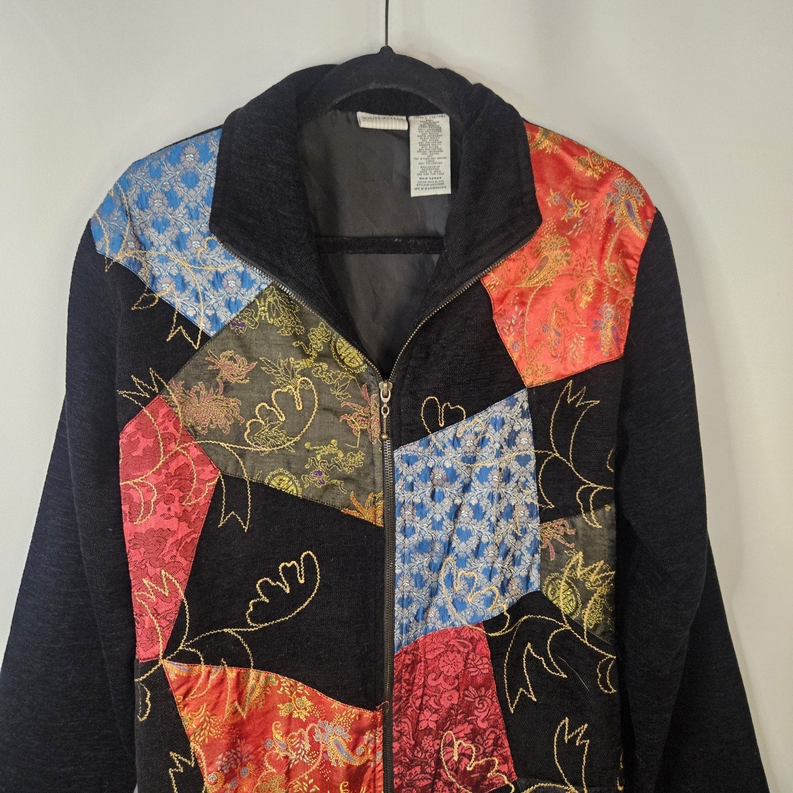 Vtg Wearable Art To Wear Jacket Large Patchwork Bohemian Artsy Lightweight Coat