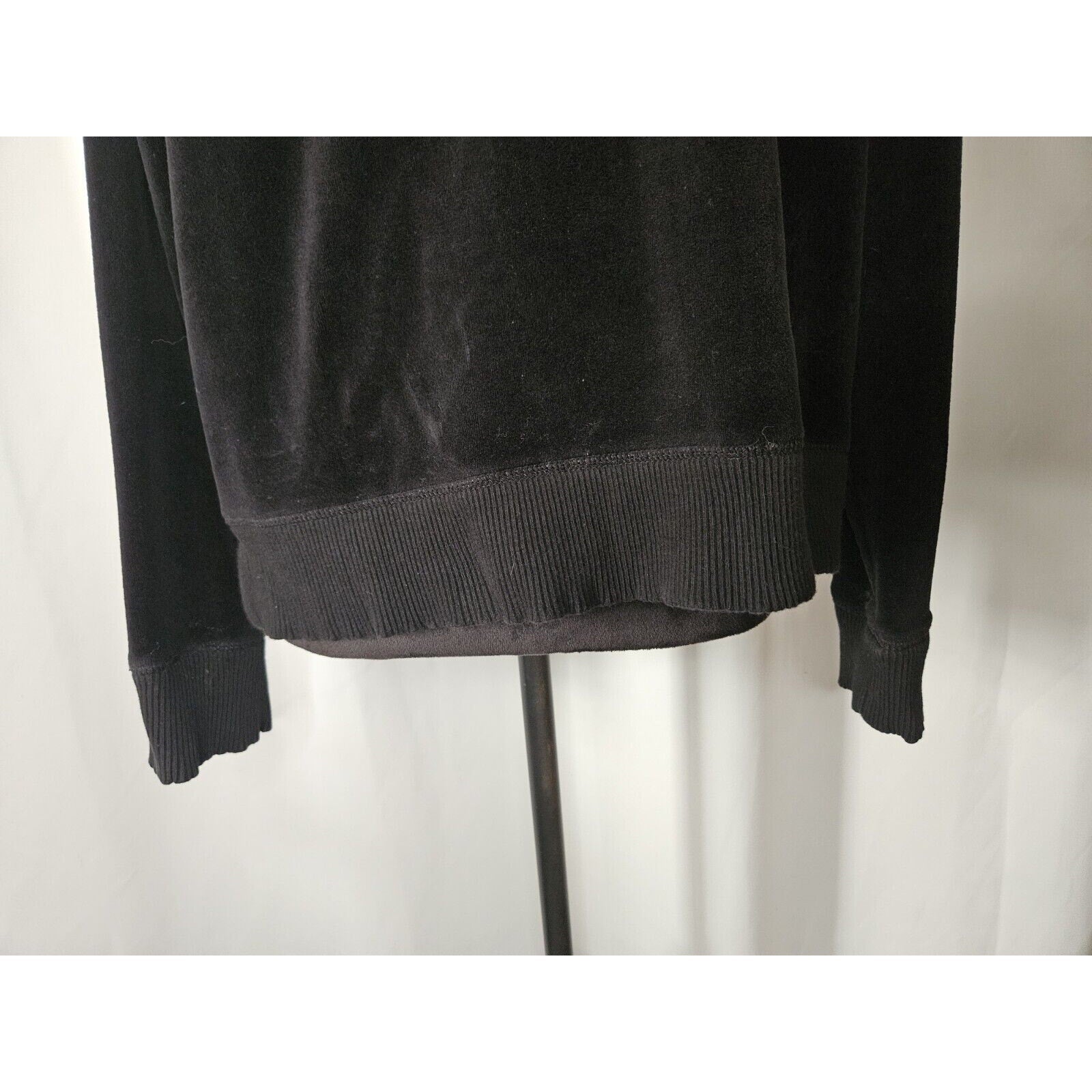 Michael Kors Velour Woman's XL Cowl Neck Full Zip Jacket Black Sweatshirt