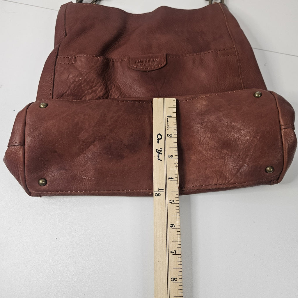 American Leather Co Women's Lenox Triple Entry Satchel Brandy Brown Shoulder Bag