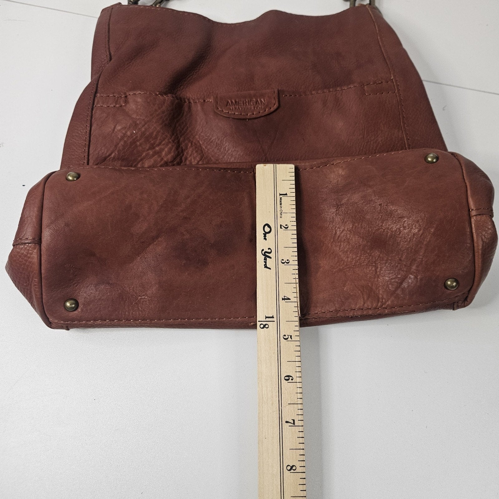 American Leather Co Women's Lenox Triple Entry Satchel Brandy Brown Shoulder Bag