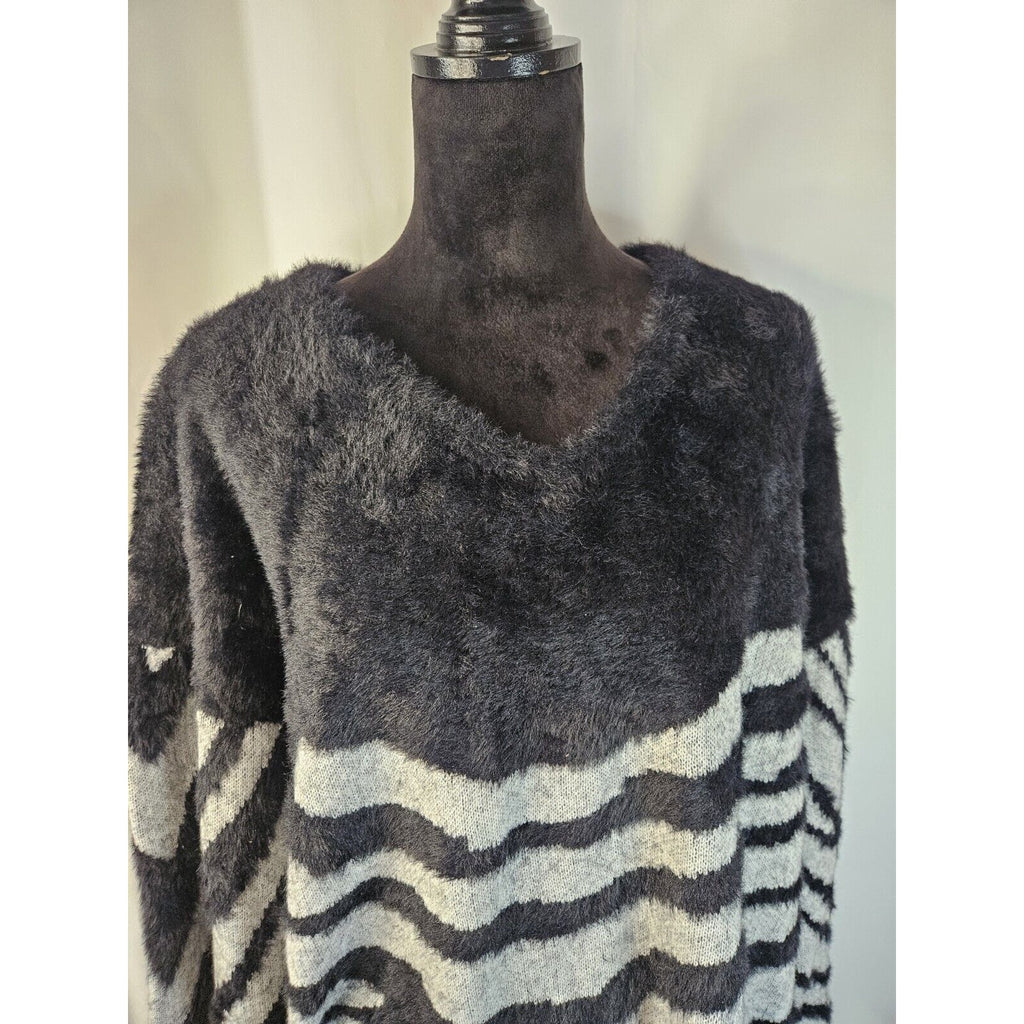 Vince Camuto Sweater Zebra Print Knit Long Sleeve Winter Top XXL 2X
