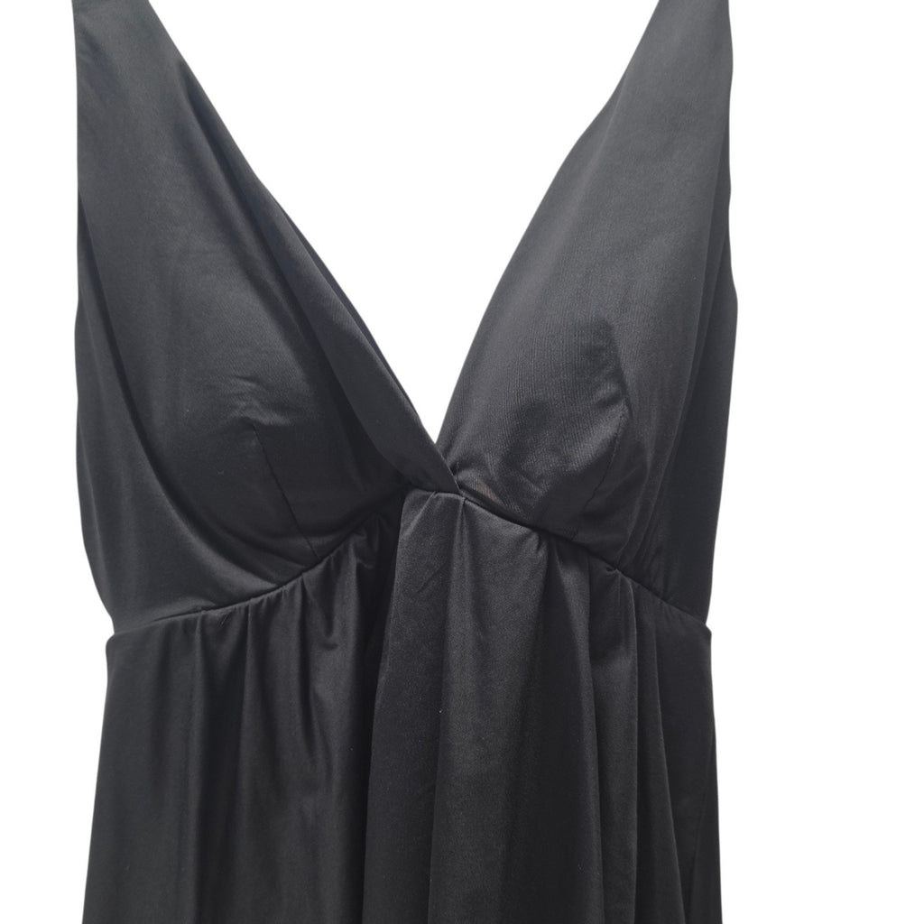 Vtg Miraclesuit One Piece Swimsuit Black Tiered Ruffle Swimdress Large Beach