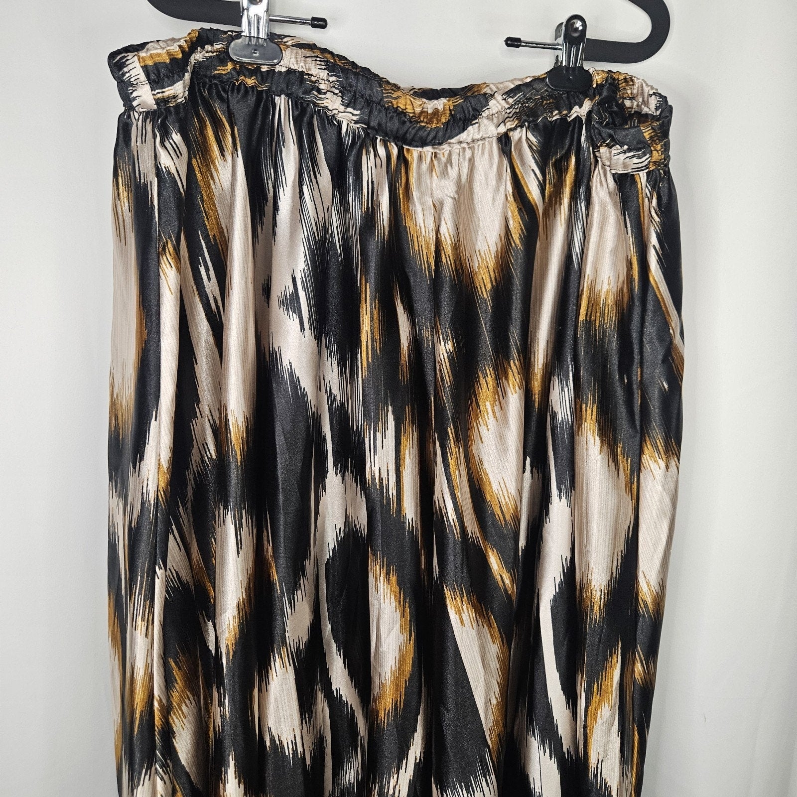 Truly 4 You Womens Plus 3X Black Tan Brown Boho A-line Abstract Print Maxi Skirt
