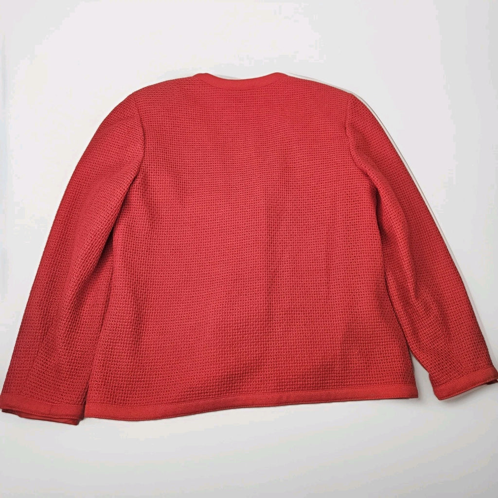 Vintage MCM 60s Butte Red Blazer Medium Waffle Knit Button Up Coat Mod