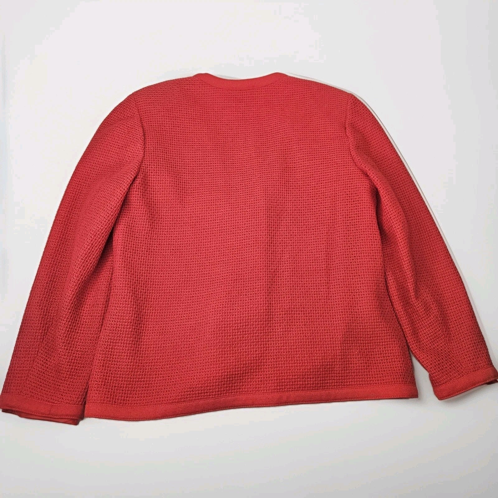 Vintage MCM 60s Butte Red Blazer Medium Waffle Knit Button Up Coat Mod