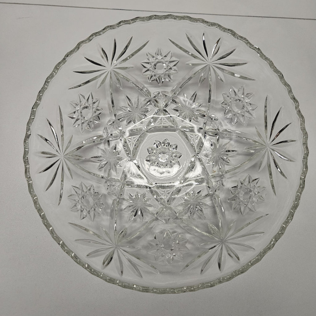 Hocking Crystal Early American Prescut 8 3/4" Serving Bowl