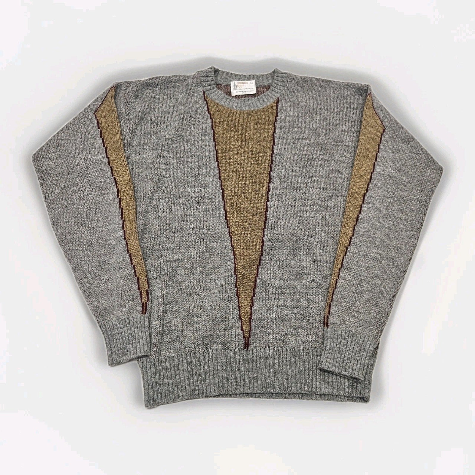 Vintage Men's London Fog Multicolor Print Acrylic Knit Sweater Size Large USA