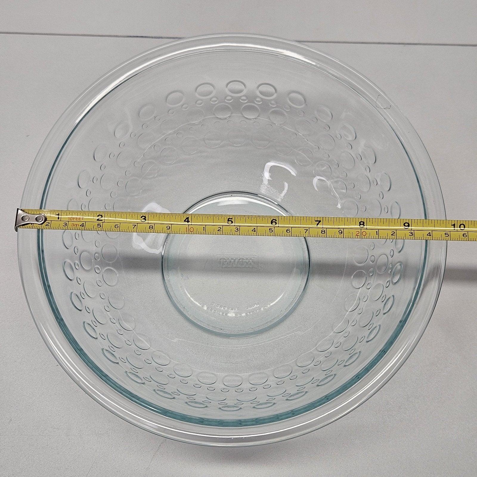 Pyrex 325 Polka Dots Test Bubbles Circles Clear Mixing Bowl Vintage Kitchen